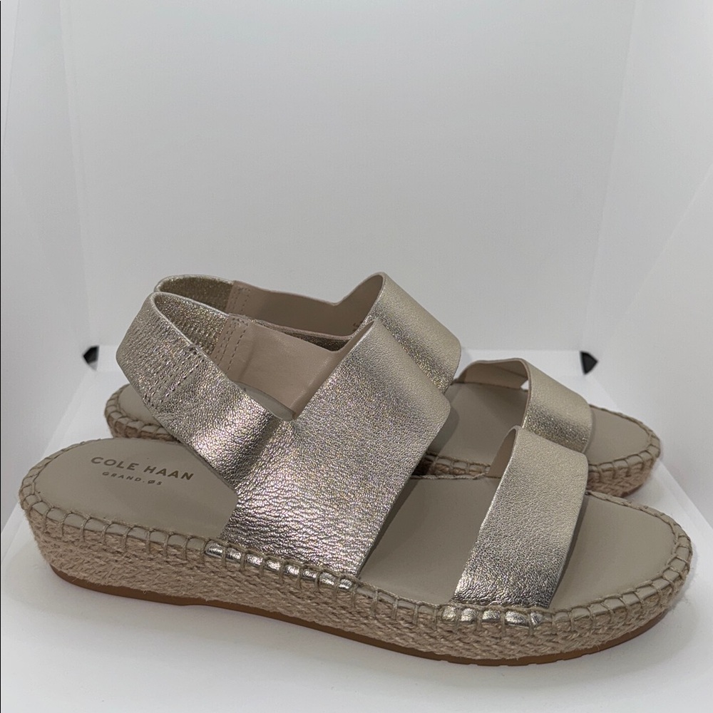 Cole Haan Metallic Gold Espadrille Slingback Sandals